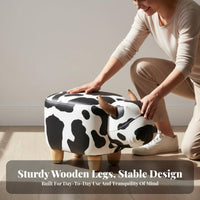 Creature Shape Cow-Shaped Ottoman doubleUse Seat and Decoration Shoe-Changing Bench Multi-Functional Footstool Soft Upholstery for Adults, Home Decorators, Parents, Living Room, Entryway, Bedroom, Playroom