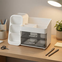 Makeup Organizer with Drawers Desktop Vanity Organizer with Side Cubbies Cosmetic Storage Drawer Unit Divided for Teens