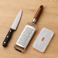 Stainless Steel Grater, Daikon Grater, Cheese Grater, Condiment Grater, Bow-shaped, Wooden Handle, for Home Cooking