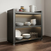 Dust-Proof Sealed Design Multi-Layer Microwave Stand Scratch Resistant Dustproof Dish Cabinet Easy to Clean Floor Standing Kitchen Cupboard Heavy Duty for Dining Room