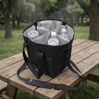 Structured Insulated Bottle Carrier Bag Front Pocket Divided Bottle Carrier Bag