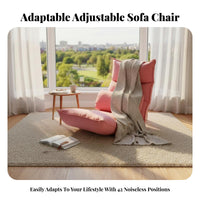 Removable and Cleanable Cover Adjustable Floor Lounger Support Foldable Padded Chaise Lounge Ergonomic Design spinerest Pillow No Assembly Required for Nursing Mothers, Students, Bay cozy area, On the Bed, Living Room, Small Apartments