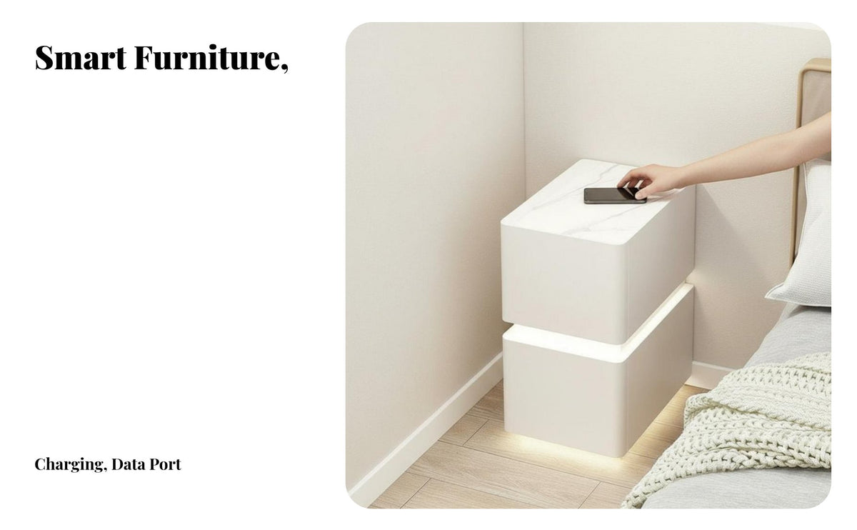 Wireless Charging Smart Floating Nightstand Modern Aesthetic Floating Smart Cabinet With Storage Drawer Bedside Table 3-Color Adjustable LED for Technology Enthusiasts, Young Adults, Apartment Dwellers, Home, Dorm Room