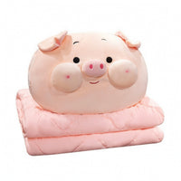 Pig Pillow with Blanket Soft Pig Cushion Blanket Cute Bedding Car