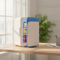 Two-wayUse Compact Mini Fridge Personal Mini Fridge Space-Saving Portable Cooler Thermoelectric for Travelers, Students, Commuters, Car, Dorm Room, Office, Bedroom