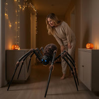 Large Giant Arachnid with Light-up Eyes Glowing Giant Arachnid with Sensor Scary Decorations Creepy for Haunted House, Yard, Porch, Halloween Party
