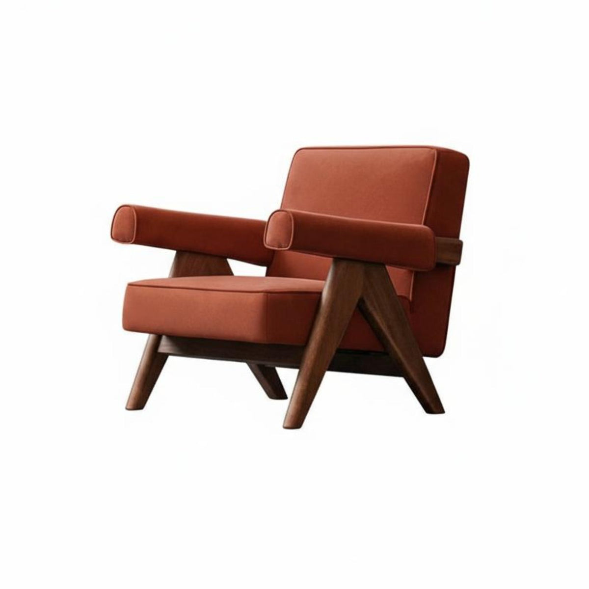 Solid Wood Frame V-Leg Armchair Wabi-Sabi Aesthetic Single Sofa Designer Design Lounge Chair Century-Century Modern for Interior Designers, Office Workers, Living Room, Balcony, Reading Nook, Bedroom