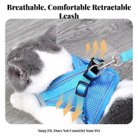 Double Security Cat Harness and Leash Set Easy to Wear Adjustable Kitten Harness Lightweight for Cats, Kittens, Night Walks, Outdoor, Travel