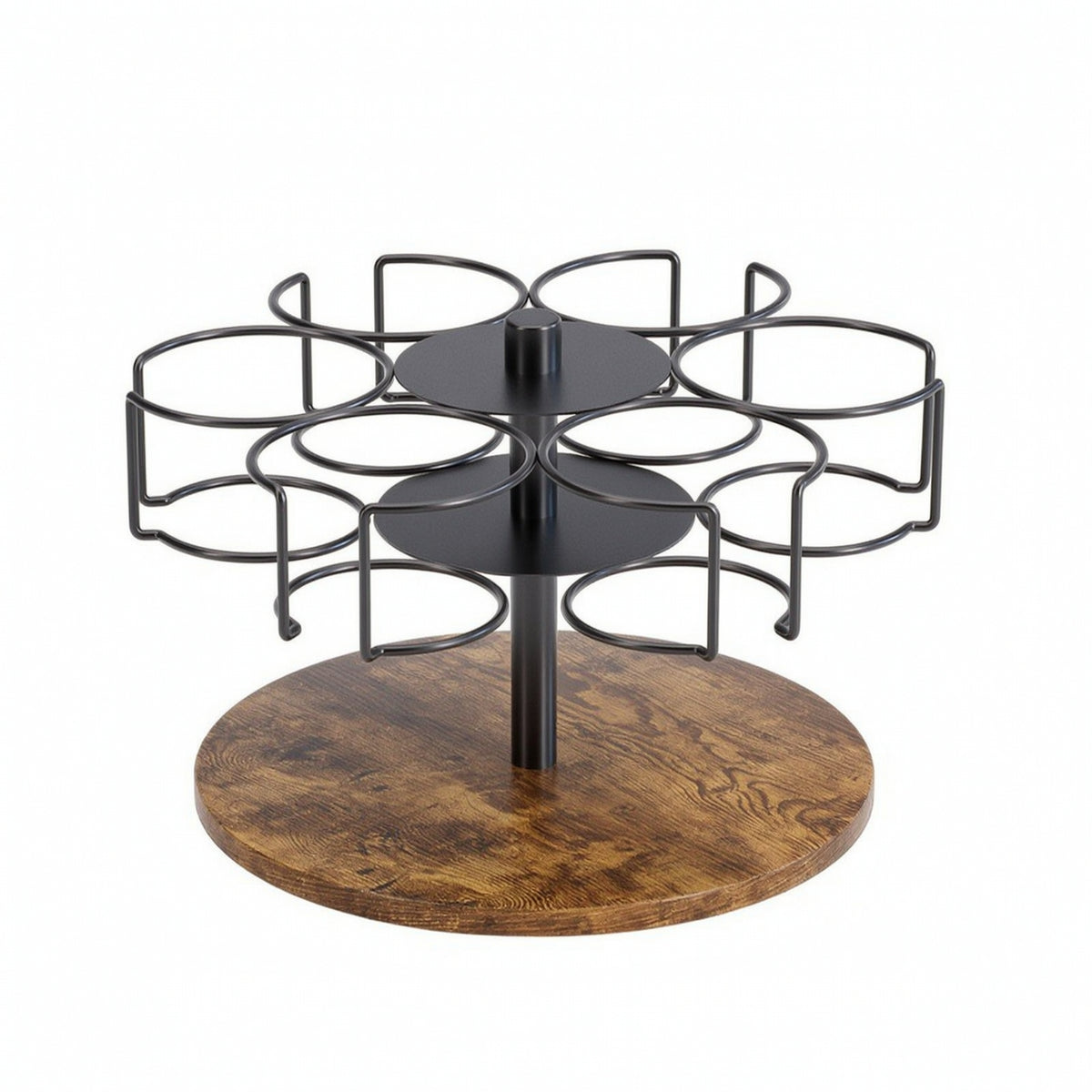 Tumbler Organizer with Wooden Base Countertop Tumbler Holder Rack Stylish Rotating Cup Organizer for Collectors, Kitchen