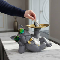 French Canine Tray Statue Distinctive Decor Canine Butler Figurine Dog Butler Candy Dish Fun and Playful Dog Candy Dish