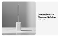 Wall Mounted Toilet Brush Set Soft Bristles Toilet Brush and Holder Set Drill Installation Washroom Accessory for Dorm, RV