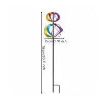 Black Support Pole Rainbow Wind Spinner Stake Ground-Mounted Garden Wind Spinner Stake Colorful Revolving Stake Assembled for Lawn, Patio