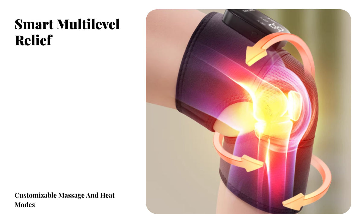 Electric Heated Knee Wrap Oscillation Massage Vibrating Knee Wrap Adjustable Straps Joint for Seniors, Athletes, Relaxing, While Commuting