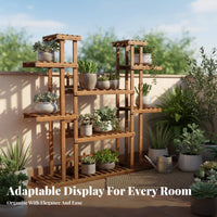 Freestanding Design Multi-Tier plant display rack Space-Saving Plant Shelf Sturdy Construction Display Rack Easy Assembly for Gardeners, Balcony, Living Room, Indoor, Bedroom