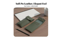 PU Leather Pen Pouch Versatile Pocket Protector Compact Pen Slip Case for Students, Professionals, School, Office
