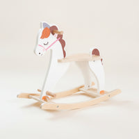 Anti-Tip Wooden Rocking Horse Natural Rocking Horse Safe Mountable Toy Balanced for Playroom