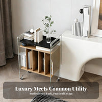 Light Luxury stylish 2-Tier Clear Rolling Stand Transparent Look Mobile Furniture transparent Design Storage trolley Space-Saving for Apartment Dwellers, Office Workers, Living Room, Bedroom, Dining Area, Bathroom