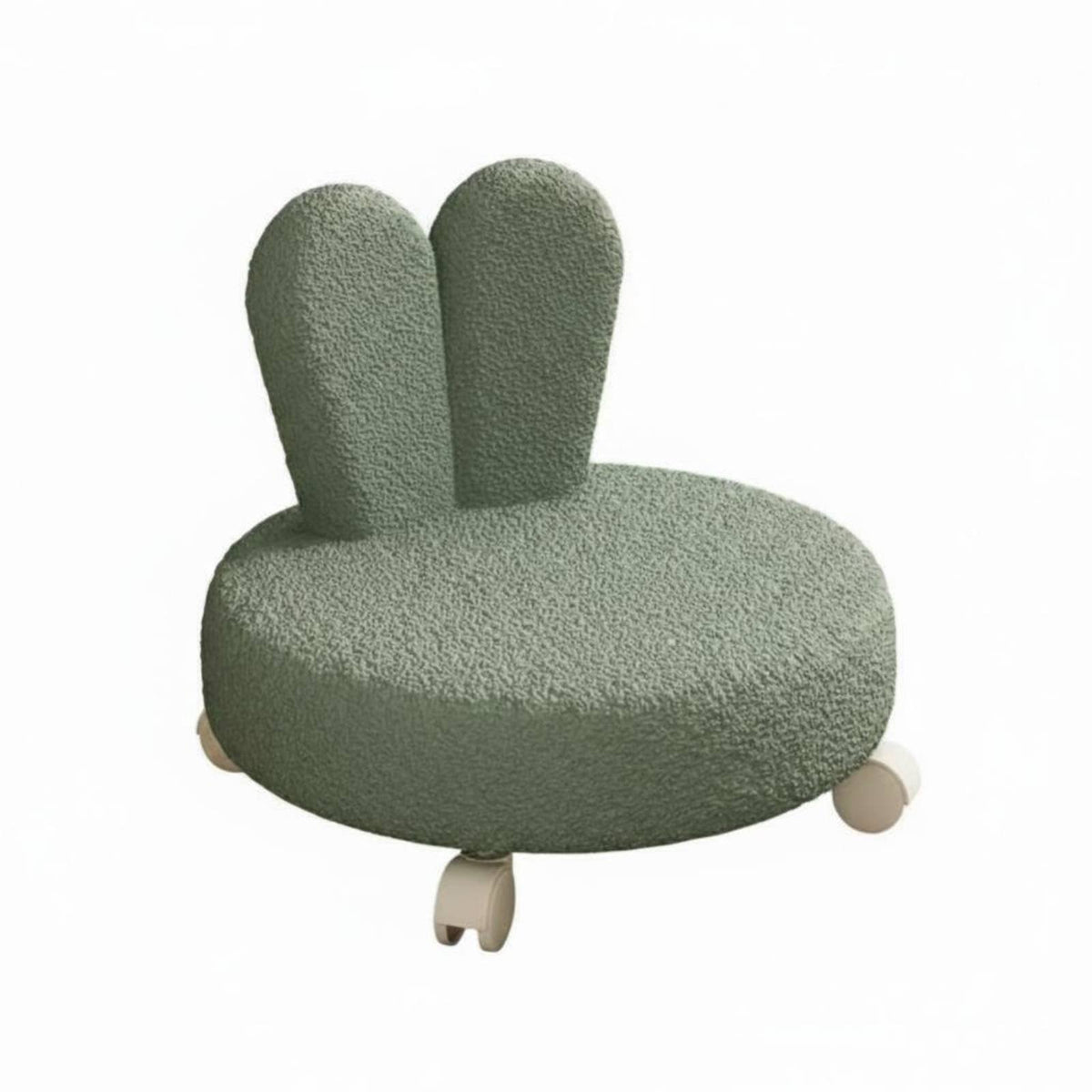 360° Swivel Wheels Bunny Ear Floor Chair Ergonomic Design Low Stool High-Density Foam Cushion children's Furniture Soft Fleece Texture for Toddlers, Adults, Parents, Living Room, Playroom, Bedroom, Entryway