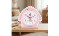 Flat Base House-Shaped Alarm Clock Floral Decoration Analog Desk Alarm Clock Compact Decor Piece Cute
