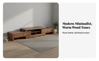 Extendable TV Stand Solid Wood Construction Retractable Entertainment Center Modern Wooden Media Console for Small Apartment Dwellers