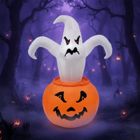 Glowing Ghost Inflatable with Pumpkin Lantern Inflate Inflatable Ghost with Pumpkin LED-Lit Halloween Decoration with Light Festive for Porch