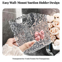 2 Pieces Wall Mounted Storage Box No Drilling Bathroom Holder Stick-on-Effortless Storage Container Space-Saving for Homeowners