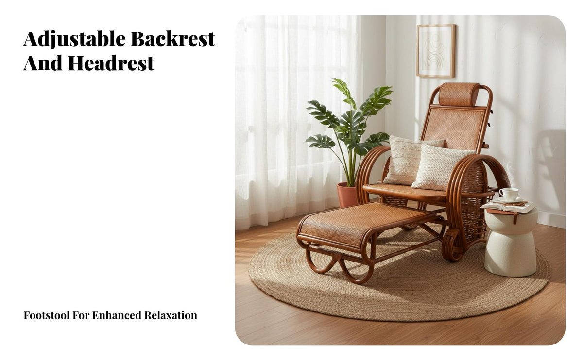 Foldable Design Rattan Rocking Chair Breathable Weave Reclining Rocking Chair Sturdy & Long-Lasting Frame Adjustable Backrest Recliner Deeply Padded Cushions for Seniors, Homeowners, Readers, Rest Ping, Sunroom, Balcony, Backyard