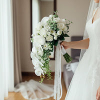 Lifelike Waterfall Wedding Floral Arrangement Realistic Look Cascading Bridal Floral Arrangement Photo-Ready for Bride