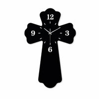 Modern Cross-Shaped Wall Clock Battery Operated Cross Wall Clock Compact Timepiece Lightweight for Living Room, Bedroom