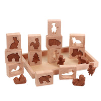 Wooden Shape Matching Puzzle Early Learning Animal Block Puzzle Set Cognitive Development Educational Toy for Young Children, Preschoolers