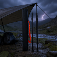Outdoor 3m Aluminum Alloy Tarp Pole Tent Awning Support Rod Telescopic Thickened Stand