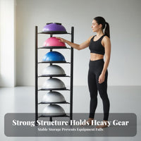 Space-Saving Exercise Ball and Mat Holder Large Capacity Vertical Exercise Ball Rack Stable Design Vertical Fitness Storage Stand Universal Fit