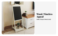 Vintage Aesthetic Wooden Ladder Blackboard Space-Saving Tiered Foldable Stand Multi-Purpose Folding Shelf adaptable Use for Apartment Dwellers, Plant lovers, creative workspace, Living Room, Retail shop, Bedroom