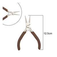 Brown Handles Jewelry Making Plier Metal Body Wire Working Plier Silver Toned Craft Tool Polished Finish for DIY Crafting