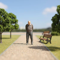 1:64 Scale Elderly Man Figure Neutral Finish Hand-Painted Figure Decorative for Micro Photography, Decoration