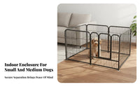 Reinforced Frame Indoor Dog Playpen Multiple Shape Configurations Folding Metal Pet Fence Walk-Through Door Metal Wire Pet Fence Tool-Effortless Assembly for Small Dogs, Young Dogs