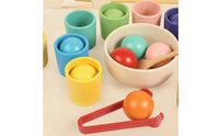 Sorting Toy with Cups and Balls Wooden Educational Sorting Set Educational Balls in Cups Toy for Young Children, Preschoolers, Homeschooling, Playroom