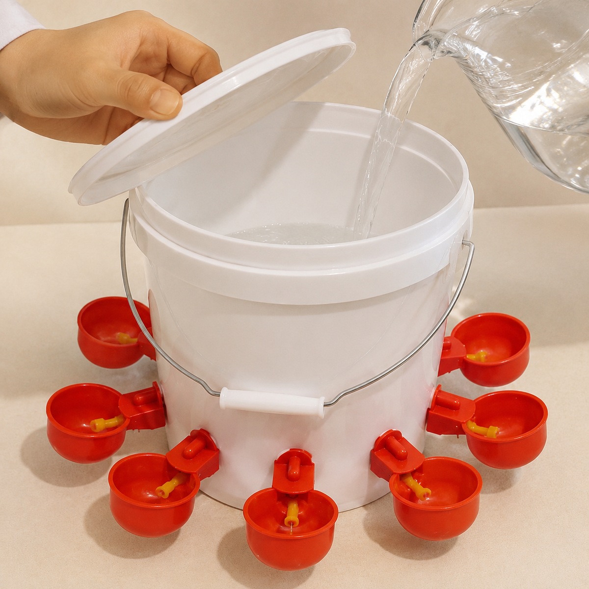 Chicken Waterer for Hobby Chicken Keepers, Chick Waterer 9kg with Hole Opener, Bird Waterer for Garden, Durable Waterer Bowl