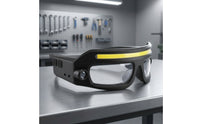 Rechargeable Glasses Style Headlamp Lightweight Headlamp with COB Light Bar Compact Wearable Glasses Light Portable for Mechanics, Runners, Repair Work