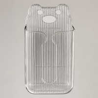 Transparent Wall-Mounted Tissue Dispenser, Self-Adhesive No Drilling Required, For Facial Tissues Up To 12x9.5cm, Modern Plastic Dispenser