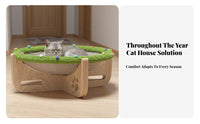 Wooden Cat Hammock Solid Wood Frame Wooden Cat Scratcher Lounge Breathable Pet Furniture