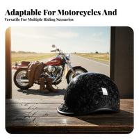 Carbon Fiber Half Helmet Breathable Retro Impact Resistant Riding Gear for Riders, Adults, Cruising, City Commuting, Long-Distance Riding