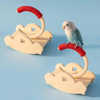 Wooden Bird Stand with Rocker Base, Tabletop Bird Perch for Small Parrots and Medium Birds, Single Cockatiel Budgie Perch Desktop Parrot Stand
