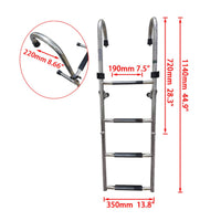 Folding Boat Ladder Compact Storage Stainless Steel Marine Ladder Non-Slip Steps for Yacht, RV, Swimming