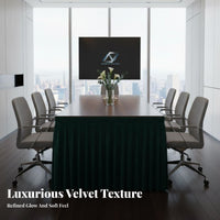Thickened Material Conference Table Cover Long-Lasting Fitted Velvet Tablecloth Long-Lasting Pleated Table Skirt Soft Feel for Hotel Personnel, Away Ice Managers, Party Hosts
