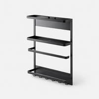 Bedroom Metal Fridge Organizer, 4 Tier Iron Art Wall for Kitchen Suction Cup Side Rack for Students, Space-Saving Storage Solution