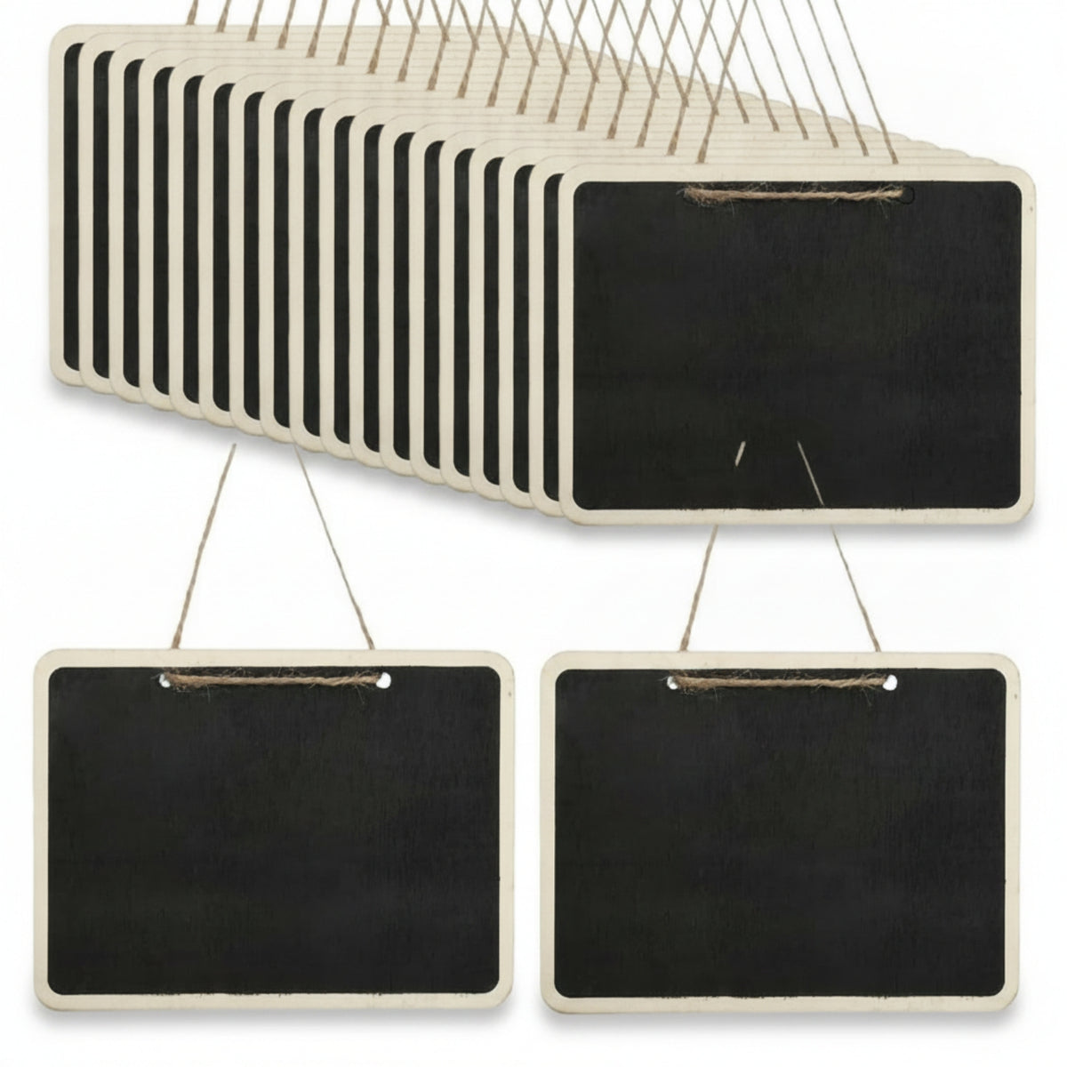 20 Pieces Rectangular Hanging Chalkboard Boxwood Hanging Chalkboard Sign Black Writing Surface Rectangular Blackboard Tag for Note Display