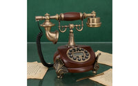 Ornate Antique-Style Desktop Telephone Plug and Play Vintage Desk Phone Redial Retro Landline Phone Ringer Off