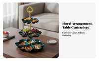 3 Tier Serving Stand Layered Compartments Tiered Dessert Tray Reusable Multi-Level Food Platter for Weddings, Holiday Gatherings, Afternoon Tea