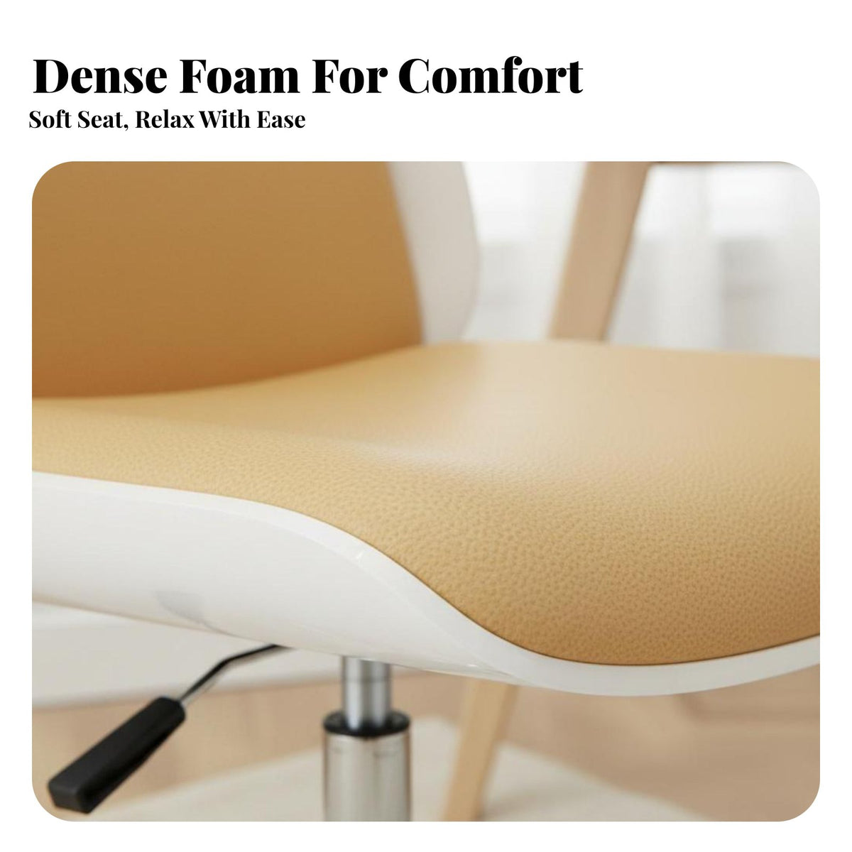 Ergonomic Backrest Armless Rolling Computer Chair Modern Design Armless Upholstered Caster Chair Height Adjustable Office Furniture Space-Saving Design for Students, Adults, Women, Study Room, Bedroom, Vanity Desk